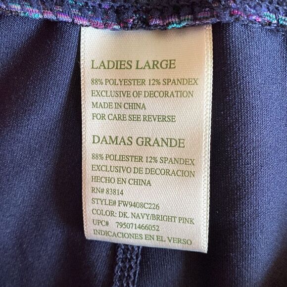 NWT Tangerine Cropped Side Ruched Leggings Navy Pink Size Large - Picture 7 of 10